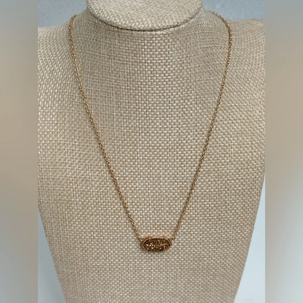 Kendra Scott Elisa Rose Gold Pendant Necklace in Rose Gold Drusy